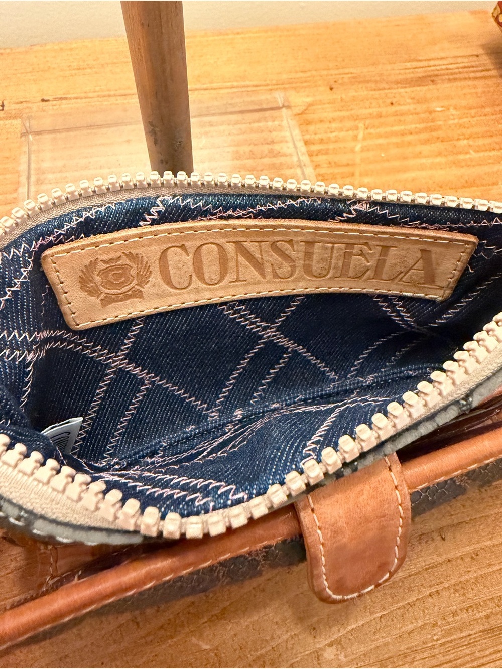 Consuela Black and Brown Textured Wallet with Logo Patch - Picture 9 of 11